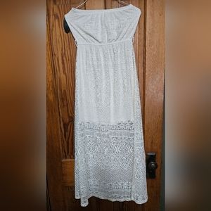 Cream color lace strapless dress